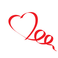 Heart from a red tape on a white background