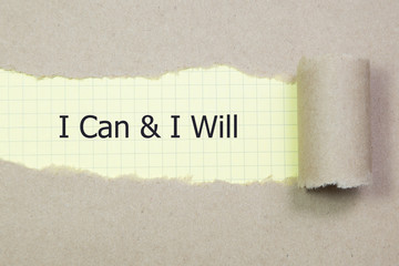 I Can And I Will message written under torn paper.