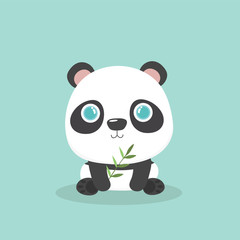 Vector illustration of cute little cartoon panda. 
