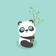 Vector illustration of cute little cartoon panda. 
