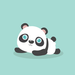Vector illustration of cute little cartoon panda. 
