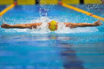 Swimming - Butterfly stroke : A young athlete is swimming in But