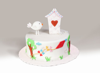 Beautiful Marzipan Cake Isolated On White Background