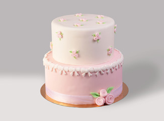 Beautiful Marzipan Cake Isolated On White Background