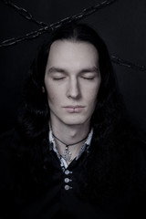 handsome beautiful long hair sexual gothic vampire