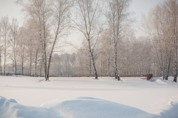 Big snowdrifts of snow
