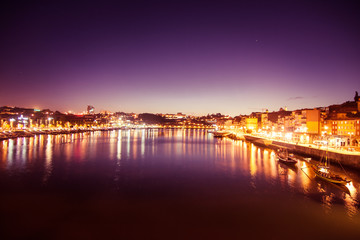 A beautiful night view of Porto, Portugal