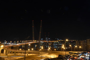 Fototapeta na wymiar Мост через бухту Золотой Рог, Владивосток