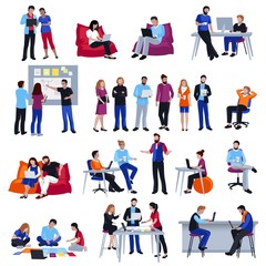 Coworking People Isolated Icons Set