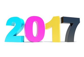 CMYK 2017 background - Happy New Year 3D rendering