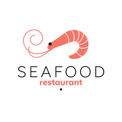 Shrimp logo template. Seafood restaurant sign. Prawn