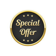 Fototapeta na wymiar Gold black special offer round badge 