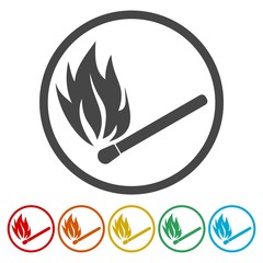 Match icon, burning match icon 