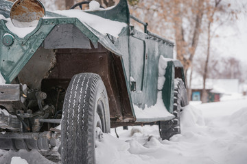 Old car in the winter