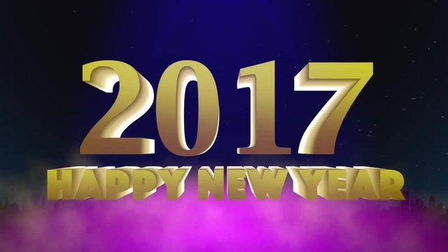2017 Happy New Year Gold Text Stars And Smoke Loopable - HD Video

