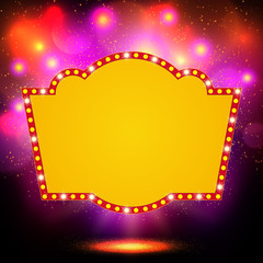 Shining background with retro casino light banner