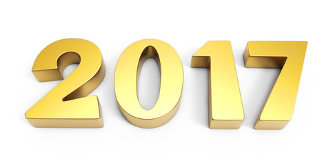 New year 2017 3D gold figures