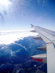 Fototapeta na wymiar 飛行機から見るニュージーランド南島のサザンアルプス