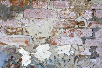 Textured background, old brick wall pattern in Burano