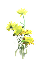 watercolor flower yellow, vector illustration