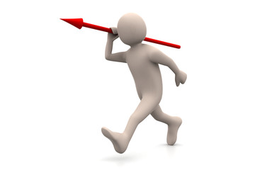 3d man throws a spear