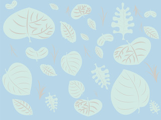Apstaktni pastel leaves on a blue background