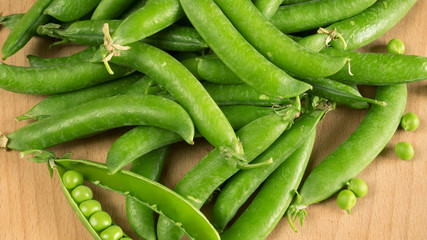 Green peas on the table.