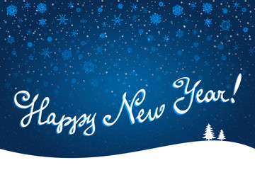 Holiday Background with snowflakes and "Happy New Year" text