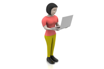 3d women showing laptop