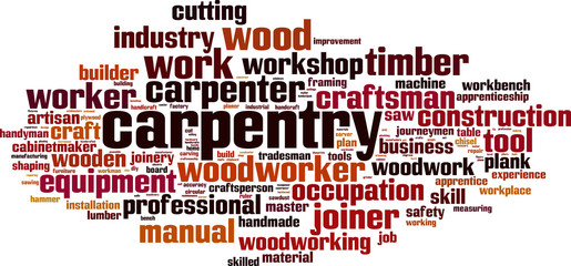 Carpentry word cloud concept. Vector illustration