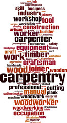 Obraz premium Carpentry word cloud concept. Vector illustration