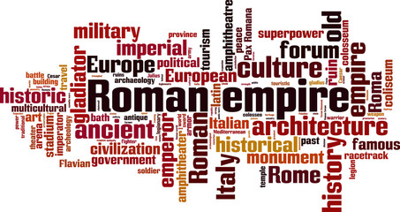 Roman empire word cloud concept. Vector illustration