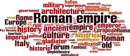 Roman empire word cloud concept. Vector illustration