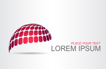 Logo stylized spherical surface with abstract shapes