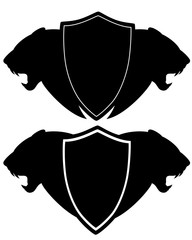 Fototapeta premium heraldry shield with black profile panther heads