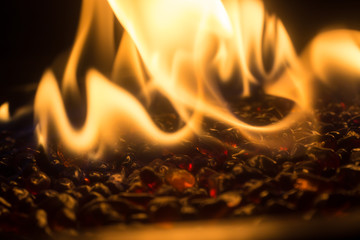 Bright Orange Fire On Red Glass Stones