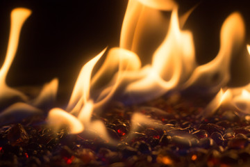 Bright Orange Fire On Red Glass Stones