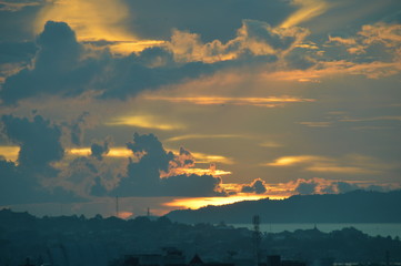 Fototapeta na wymiar Sunset over Ambon City