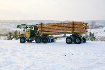 Obraz premium truck carrying timber