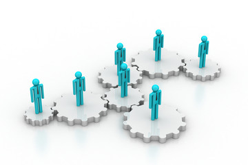 3d people in gear, team work concept