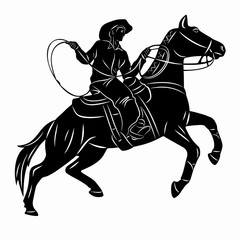 silhouette of a cowboy on horseback. vector drawing