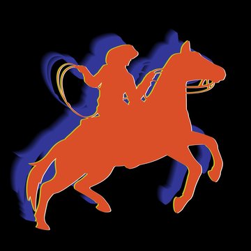 silhouette of a cowboy on horseback. vector drawing
