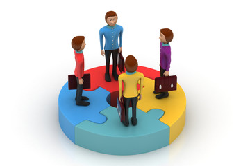 3d people standing on puzzles