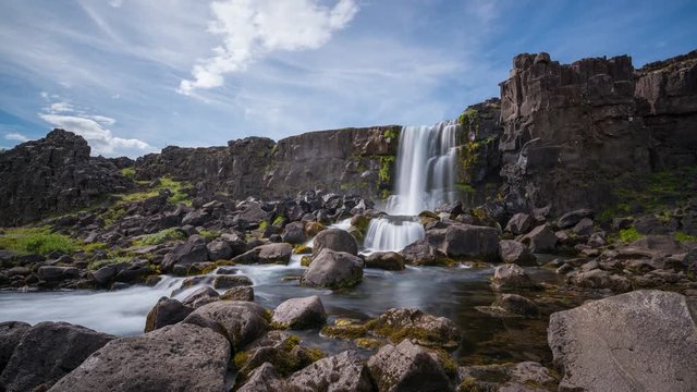Oxararfoss Waterfall In Iceland 