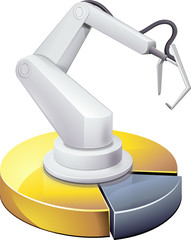 Robot industriel et ses statistiques en or (détouré)