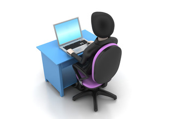 Fototapeta na wymiar man in a modern desk with laptop