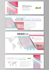 Social media and email headers set, modern banners. Business templates. Abstract template, vector layouts in popular sizes. Sweet pink-blue decoration, pretty romantic design, cute candy background.