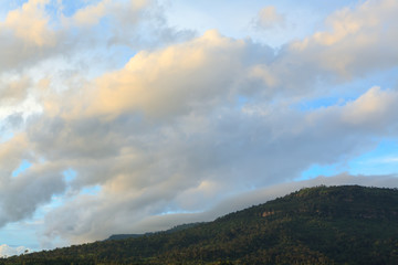 Scenic of clouds over mountain
