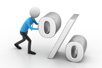 3d man pushing percent sign