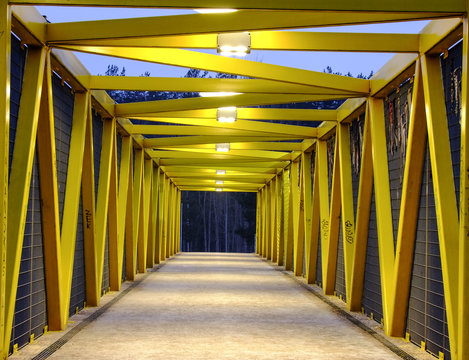Fototapeta Pedestrian Bridge over the intensive Road